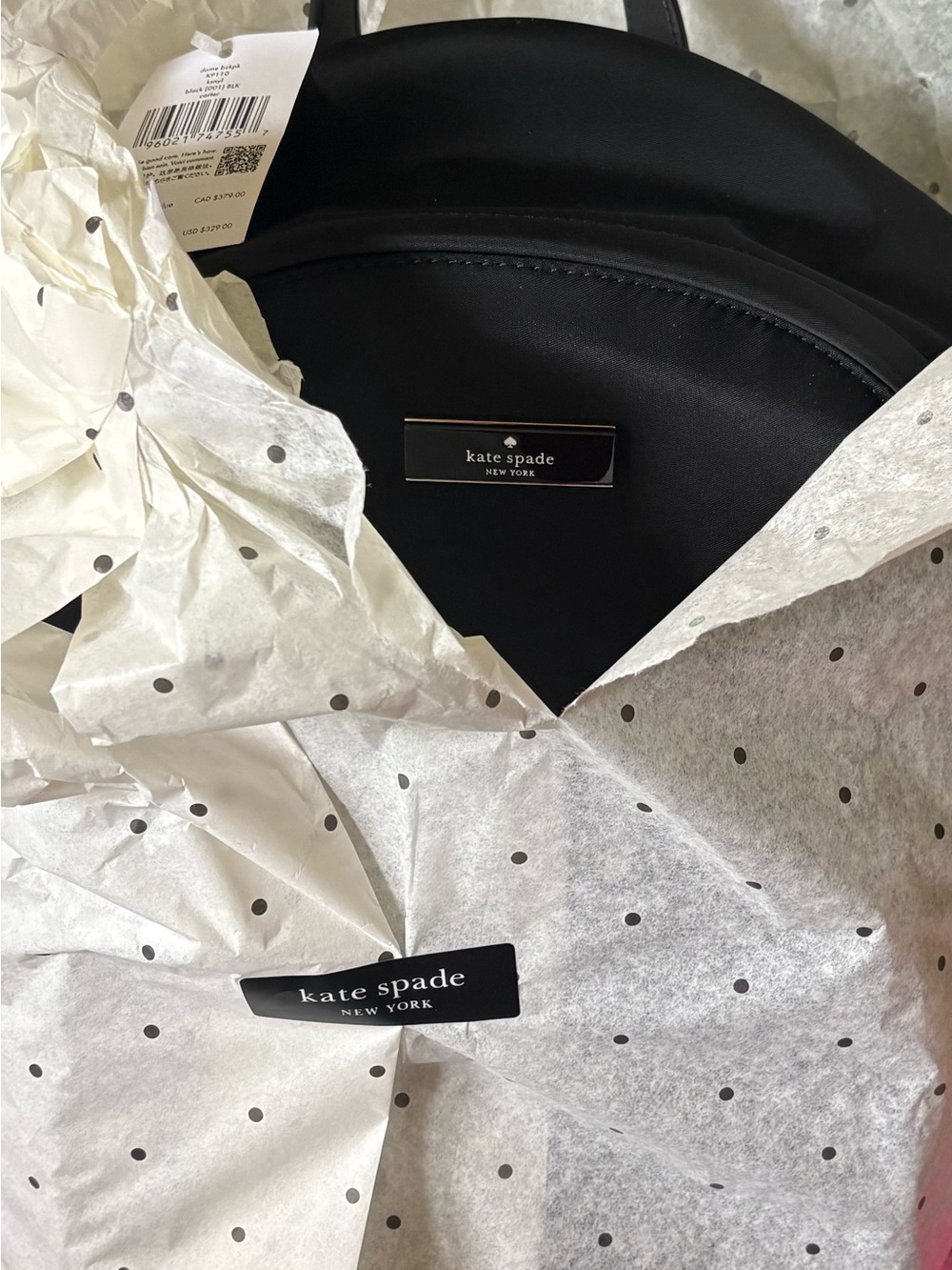 Kate Spade New York Carter Nylon Dome Backpack | NWT | Black | Retail $329 - Picture 7 of 8